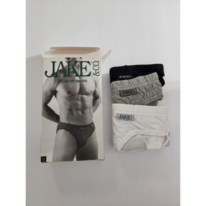 Jake & Co Hip Briefs Black Grey White 3-Pack Combed Cotton Vintage Size S